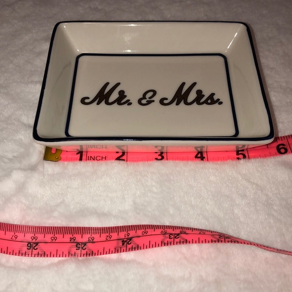 Mr. and Mrs. Wedding Engagement Ceramic Catch All Trinket Dish - Picture 2 of 5
